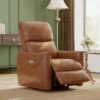 Qeetex PU Leather Power Swivel Glider Recliner Chair Nursery Electric Rocker Recliner Chair, Modern Brown