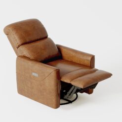 Qeetex PU Leather Power Swivel Glider Recliner Chair Nursery Electric Rocker Recliner Chair, Modern Brown