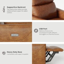 Qeetex PU Leather Power Swivel Glider Recliner Chair Nursery Electric Rocker Recliner Chair, Modern Brown