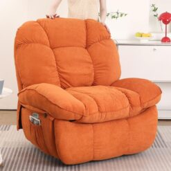 DYHOME Orange Massage Swivel Recliner Chair Oversized Rocker Recliner with Heated Vibration Massage and Lumbar Heat Ergonomic Rocker Chair