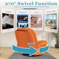 DYHOME Orange Massage Swivel Recliner Chair Oversized Rocker Recliner with Heated Vibration Massage and Lumbar Heat Ergonomic Rocker Chair