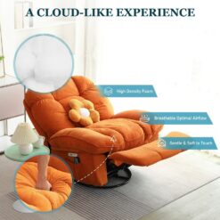 DYHOME Orange Massage Swivel Recliner Chair Oversized Rocker Recliner with Heated Vibration Massage and Lumbar Heat Ergonomic Rocker Chair