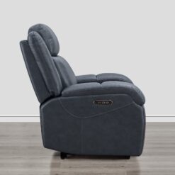 Circle 55 Navy Leather Upholstered Powered Reclining Recliner
