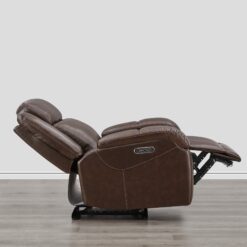 Circle 55 Brown Leather Upholstered Powered Reclining Recliner