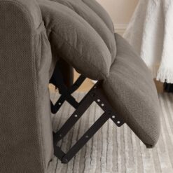 GZMR Heat Massage Recliner Chair with USB Dark Brown Velvet Upholstered Swivel Powered Reclining Recliner