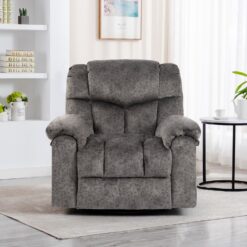 GZMR Massage Heating Swivel Rocking Recliner Chair Light Gray Velvet Upholstered Swivel Powered Reclining Massage chair