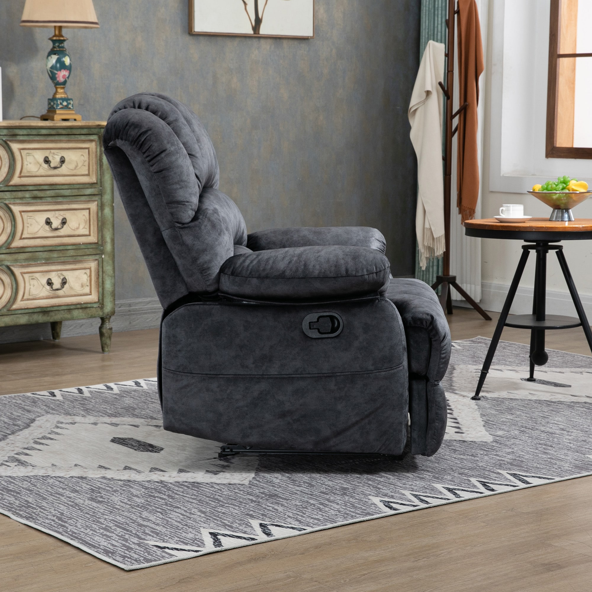 Sumyeg Dark Gray Velvet Recliner