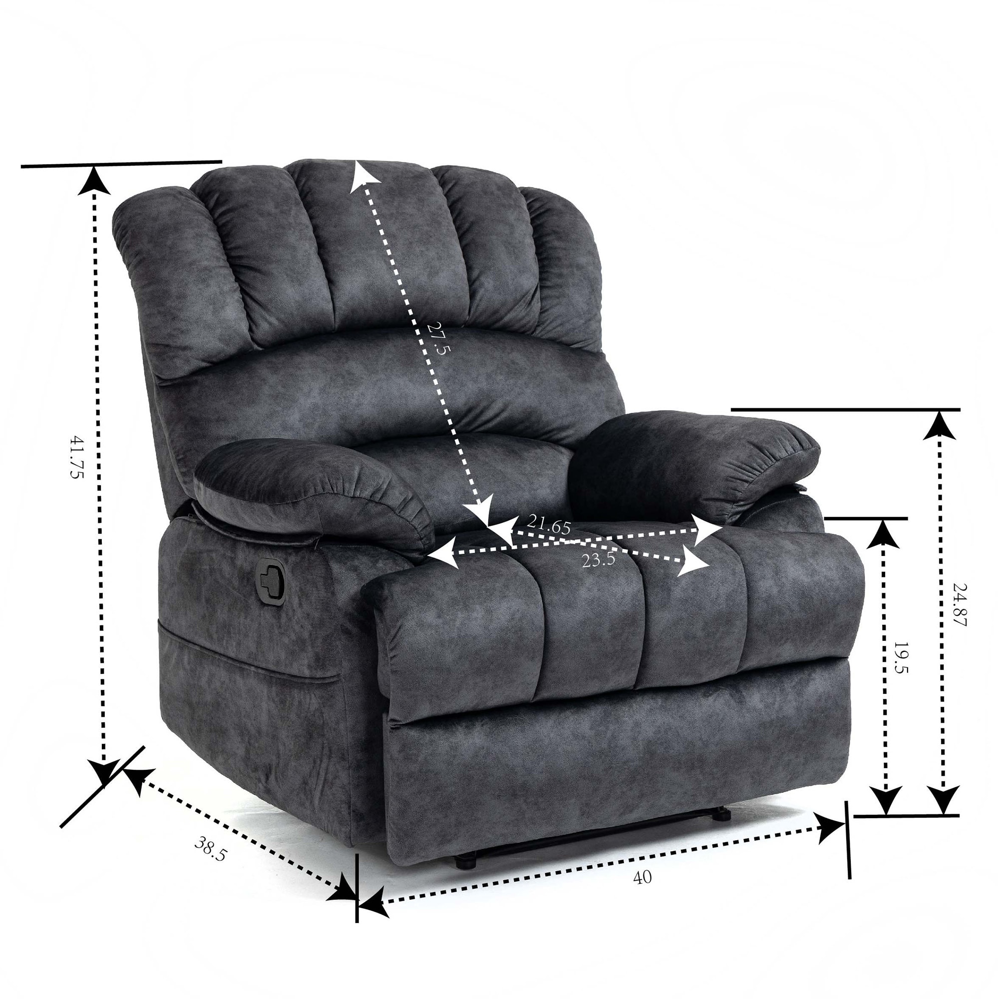 Sumyeg Dark Gray Velvet Recliner