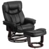 Flash Furniture Black Faux leather Upholstered Swivel Recliner with Ottoman Set