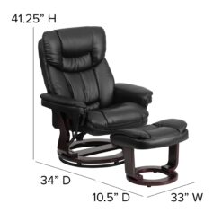 Flash Furniture Black Faux leather Upholstered Swivel Recliner with Ottoman Set