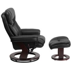 Flash Furniture Black Faux leather Upholstered Swivel Recliner with Ottoman Set