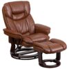 Flash Furniture Brown Vintage Faux leather Upholstered Swivel Recliner with Ottoman Set