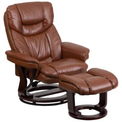 Flash Furniture Brown Vintage Faux leather Upholstered Swivel Recliner with Ottoman Set
