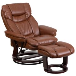 Flash Furniture Brown Vintage Faux leather Upholstered Swivel Recliner with Ottoman Set