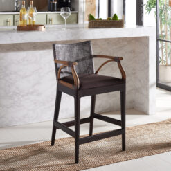 Safavieh Brown White Wash/Brown/Dark Brown 25.5-in H Counter height Upholstered Wood Bar Stool
