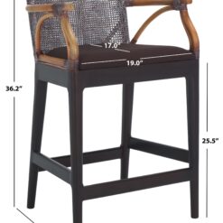 Safavieh Brown White Wash/Brown/Dark Brown 25.5-in H Counter height Upholstered Wood Bar Stool
