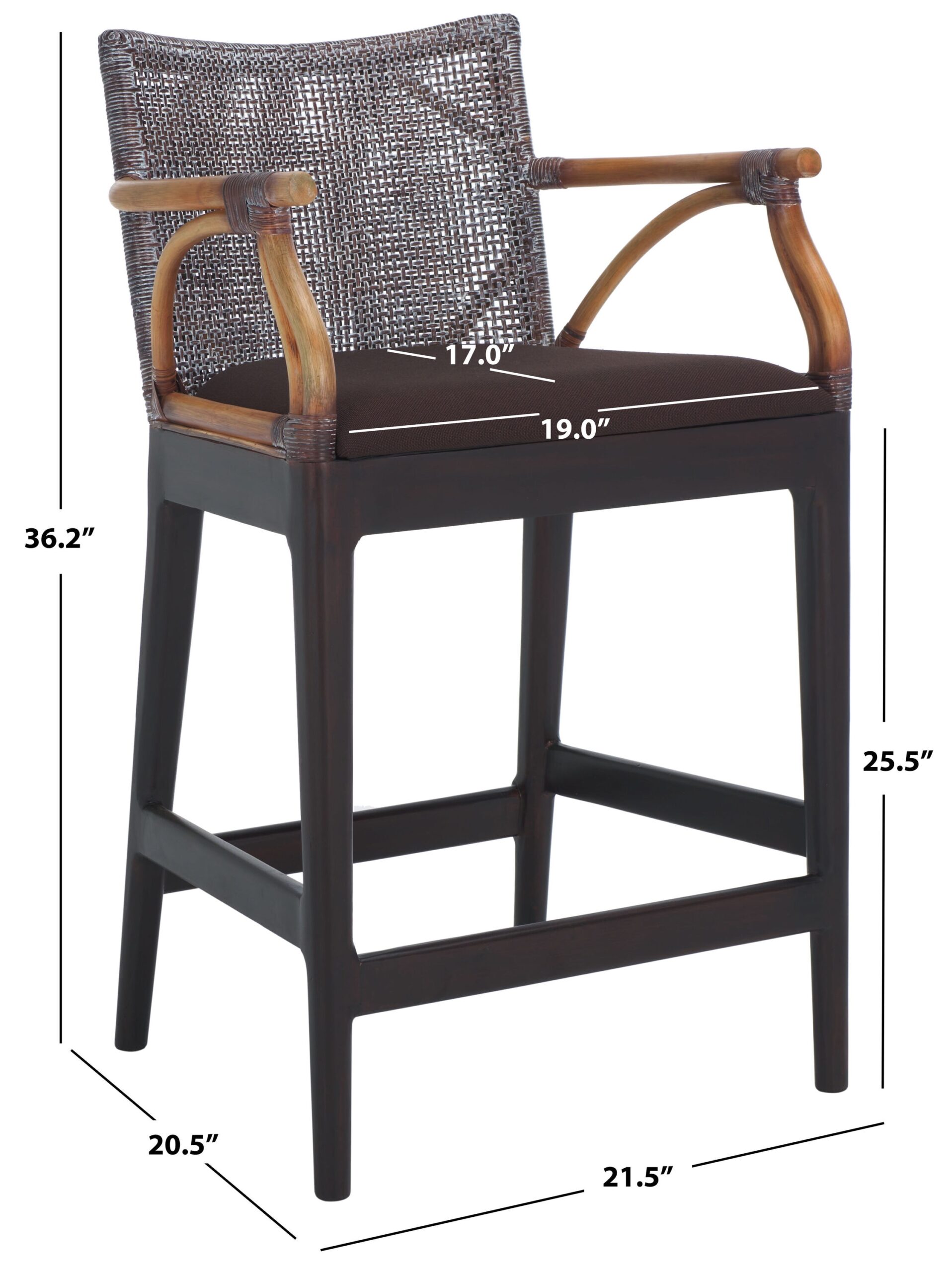 Safavieh Brown White Wash/Brown/Dark Brown 25.5-in H Counter height Upholstered Wood Bar Stool
