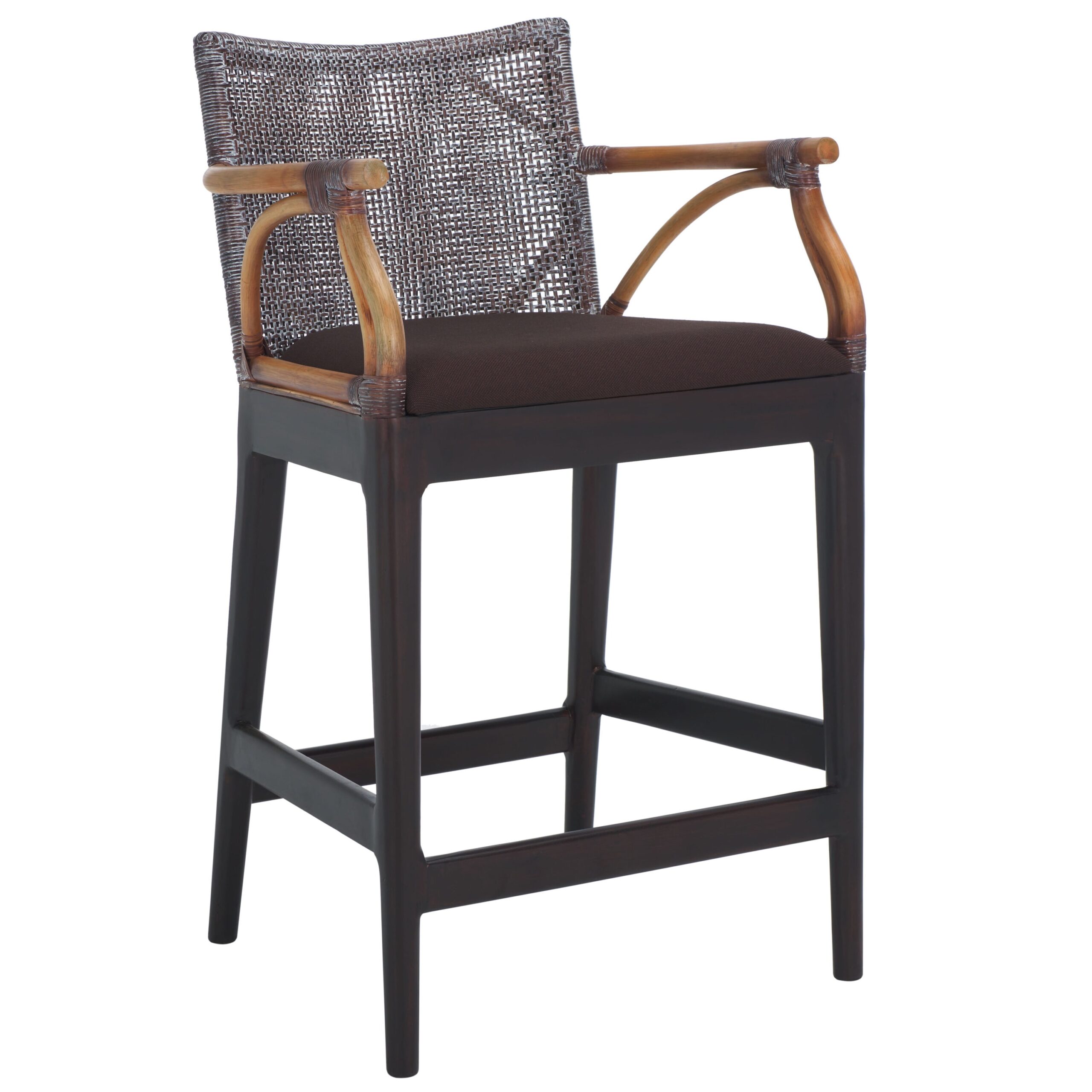 Safavieh Brown White Wash/Brown/Dark Brown 25.5-in H Counter height Upholstered Wood Bar Stool