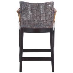 Safavieh Brown White Wash/Brown/Dark Brown 25.5-in H Counter height Upholstered Wood Bar Stool