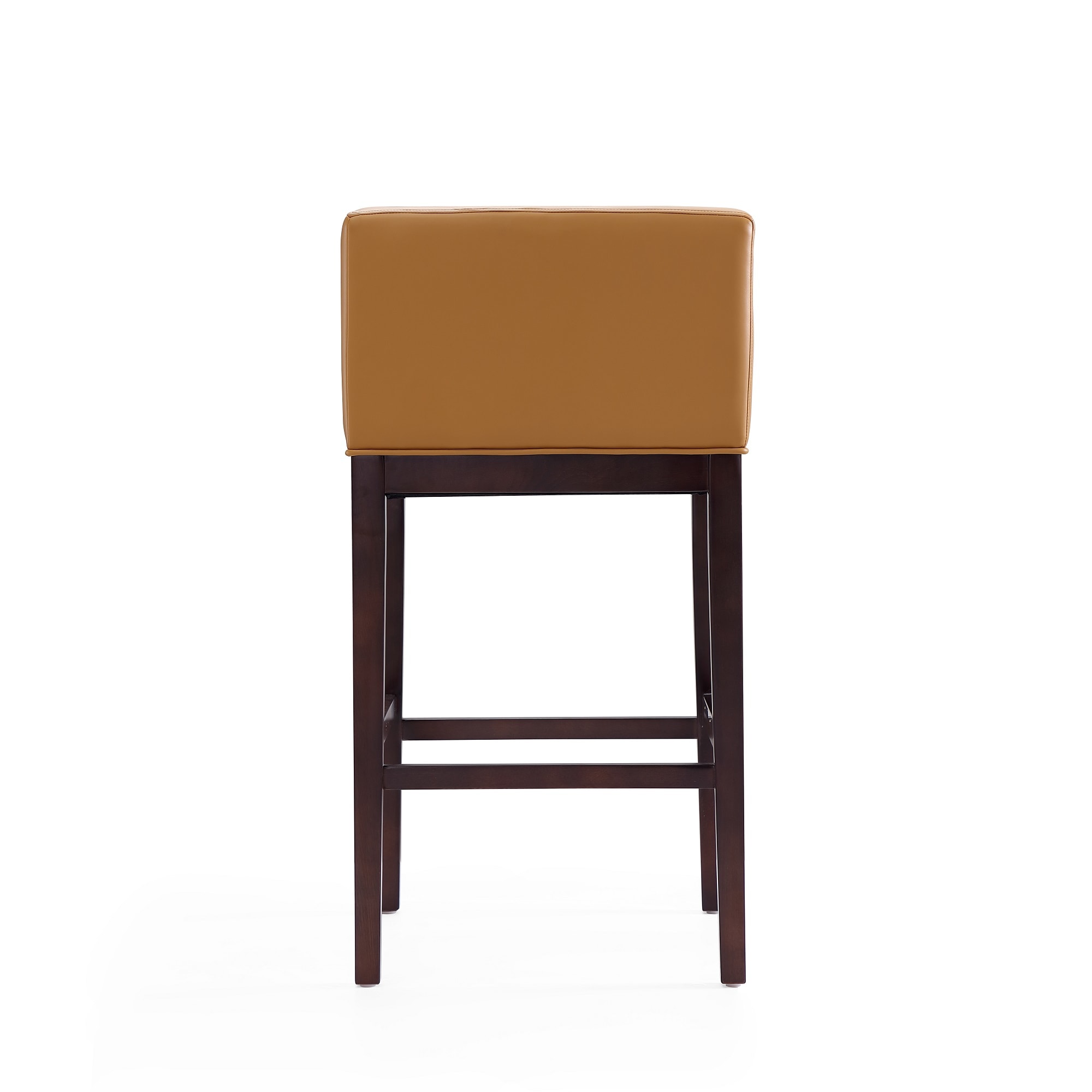 Manhattan Comfort Camel and Dark Walnut 30.0-in H Counter height Upholstered Wood Bar Stool