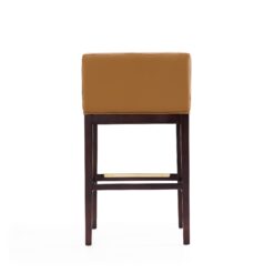 Manhattan Comfort Camel and Dark Walnut 30.0-in H Counter height Upholstered Wood Bar Stool