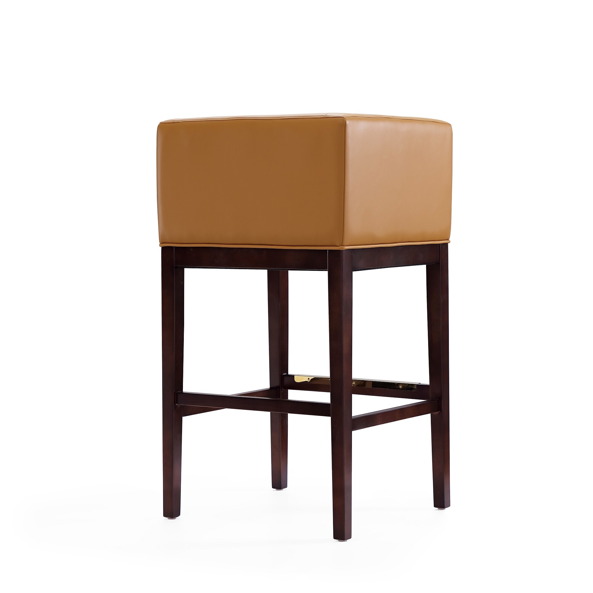 Manhattan Comfort Camel and Dark Walnut 30.0-in H Counter height Upholstered Wood Bar Stool