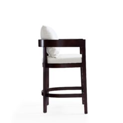Manhattan Comfort Ivory and Dark Walnut 26.5-in H Counter height Upholstered Wood Bar Stool