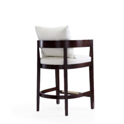 Manhattan Comfort Ivory and Dark Walnut 26.5-in H Counter height Upholstered Wood Bar Stool