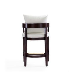 Manhattan Comfort Ivory and Dark Walnut 26.5-in H Counter height Upholstered Wood Bar Stool