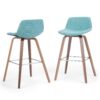 Simpli Home Aqua Blue 26.38-in H Counter height Upholstered Wood Bar Stool 2 -Pack