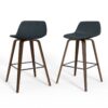 Simpli Home Distressed Blue 26.38-in H Counter height Upholstered Wood Bar Stool 2 -Pack