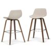 Simpli Home Natural 26.4-in H Counter height Upholstered Wood Bar Stool 2 -Pack
