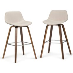 Simpli Home Natural 26.4-in H Counter height Upholstered Wood Bar Stool 2 -Pack