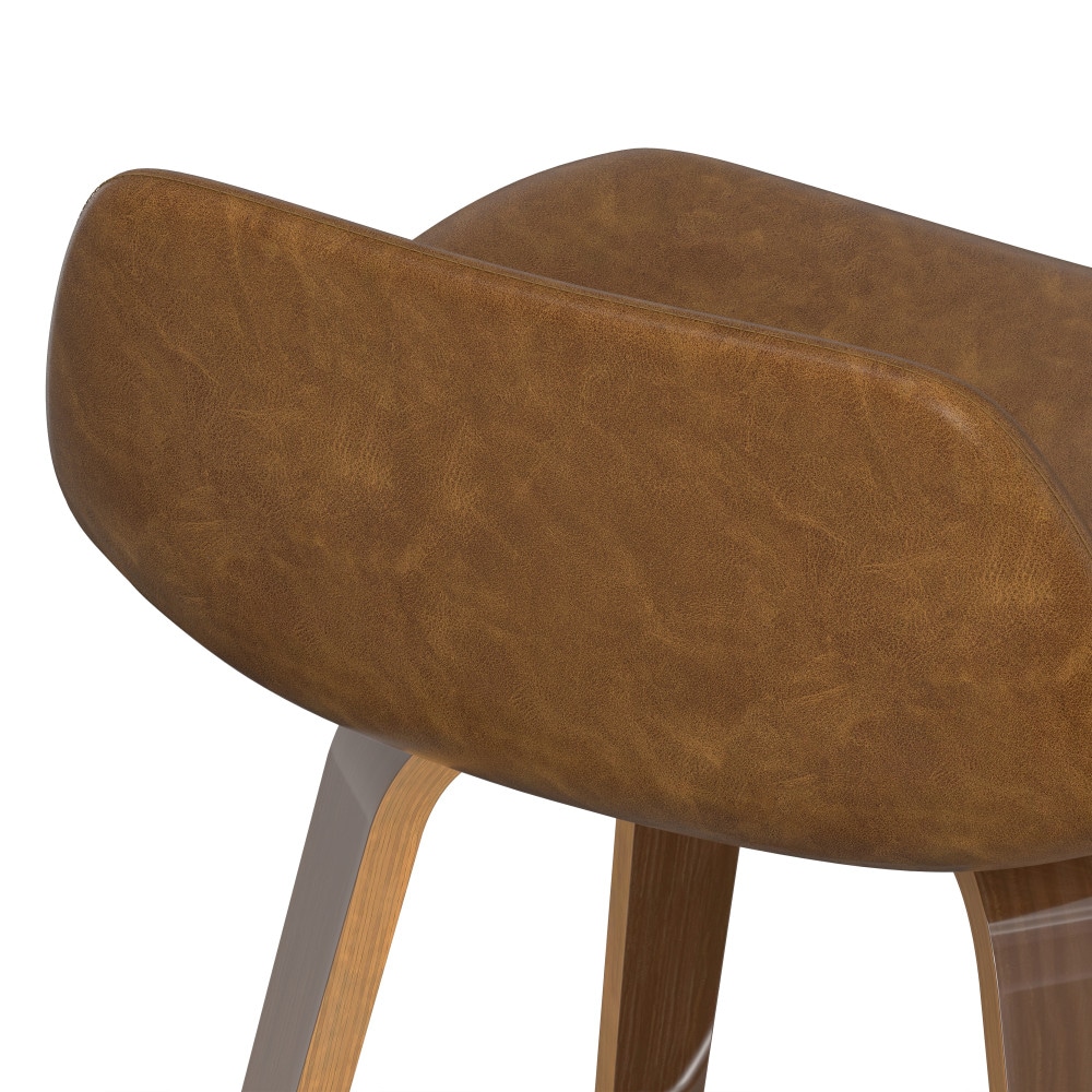 Simpli Home Deep Tan 26.4-in H Counter height Upholstered Wood Bar Stool 2 -Pack