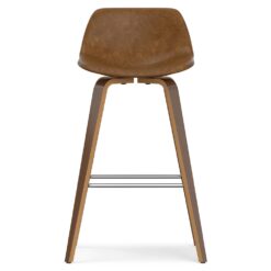 Simpli Home Deep Tan 26.4-in H Counter height Upholstered Wood Bar Stool 2 -Pack