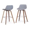 Simpli Home Stone Grey 26.4-in H Counter height Upholstered Wood Bar Stool 2 -Pack