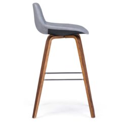 Simpli Home Stone Grey 26.4-in H Counter height Upholstered Wood Bar Stool 2 -Pack