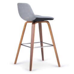 Simpli Home Stone Grey 26.4-in H Counter height Upholstered Wood Bar Stool 2 -Pack