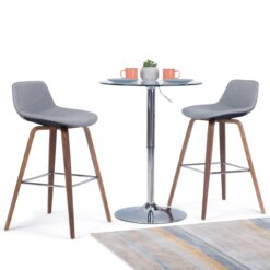 Simpli Home Stone Grey 26.4-in H Counter height Upholstered Wood Bar Stool 2 -Pack