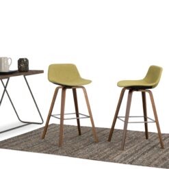 Simpli Home Acid Green 26.38-in H Counter height Upholstered Wood Bar Stool 2 -Pack