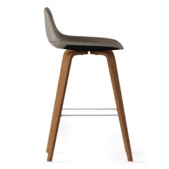 Simpli Home Distressed Grey 26.4-in H Counter height Upholstered Wood Bar Stool 2 -Pack