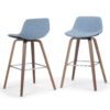 Simpli Home Denim Grey 30.4-in H Counter height Upholstered Wood Bar Stool 2 -Pack