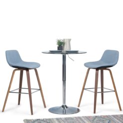 Simpli Home Denim Grey 30.4-in H Counter height Upholstered Wood Bar Stool 2 -Pack