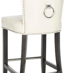 Safavieh Flat Cream/Espresso 25.7-in H Counter height Upholstered Rattan Bar Stool