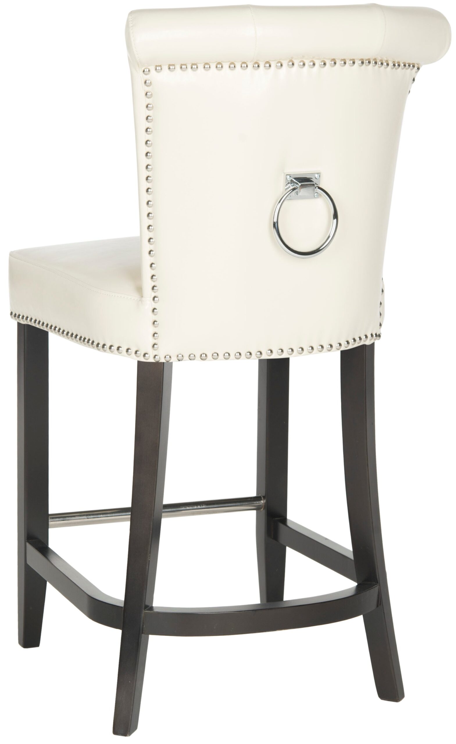 Safavieh Flat Cream/Espresso 25.7-in H Counter height Upholstered Rattan Bar Stool