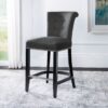 Safavieh Charcoal 25.7-in H Counter height Upholstered Wood Bar Stool