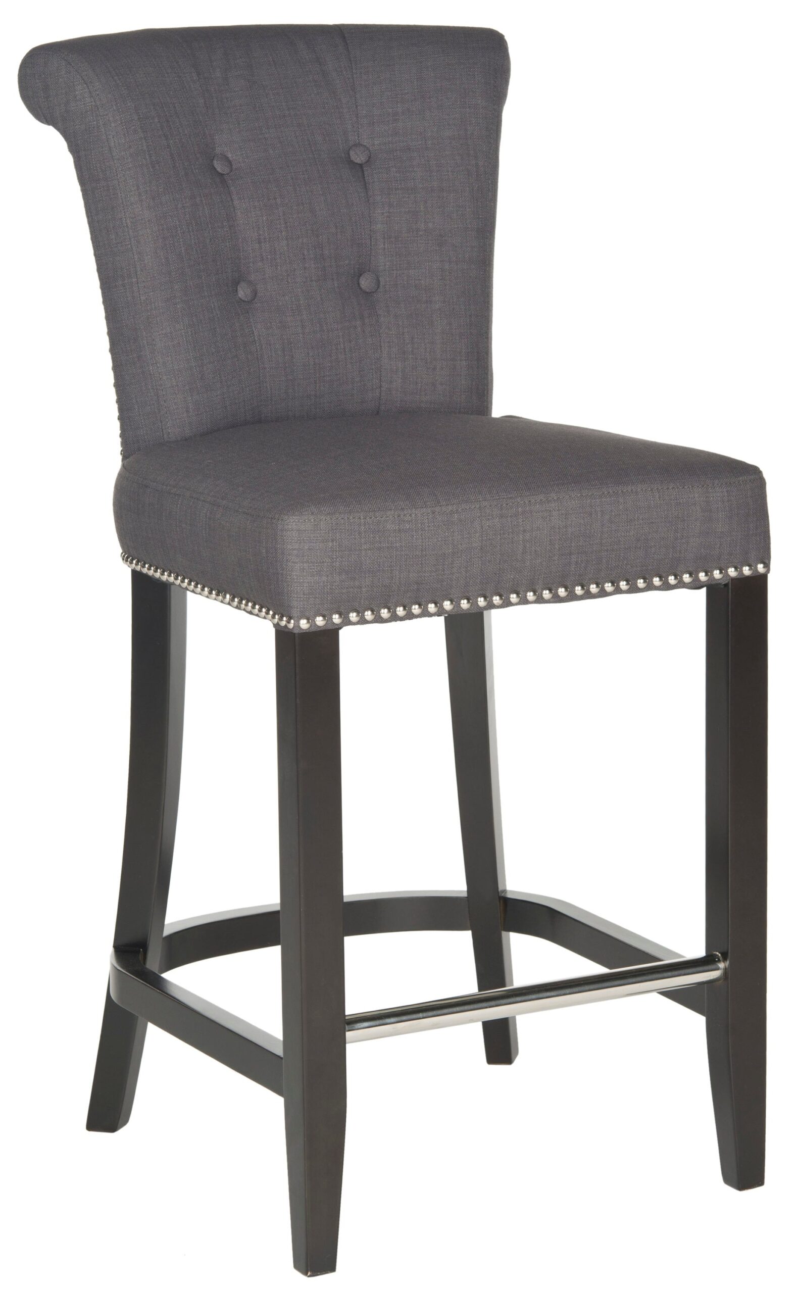 Safavieh Charcoal 25.7-in H Counter height Upholstered Wood Bar Stool
