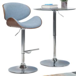 Simpli Home Denim Blue 24.8-in H Counter height Upholstered Swivel Metal Bar Stool