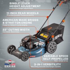 SENIX 22-in Gas Self-propelled lawn mower with 163-cc Briggs and Stratton Engine