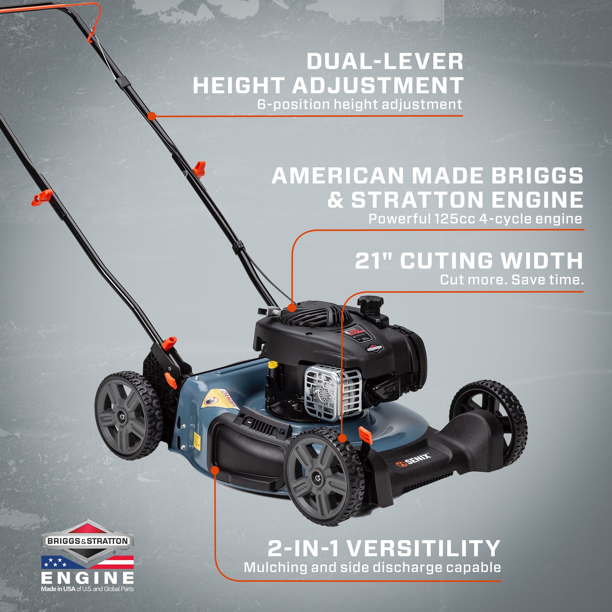 SENIX 21-in Gas Push lawn mower with 125-cc Briggs and Stratton Engine